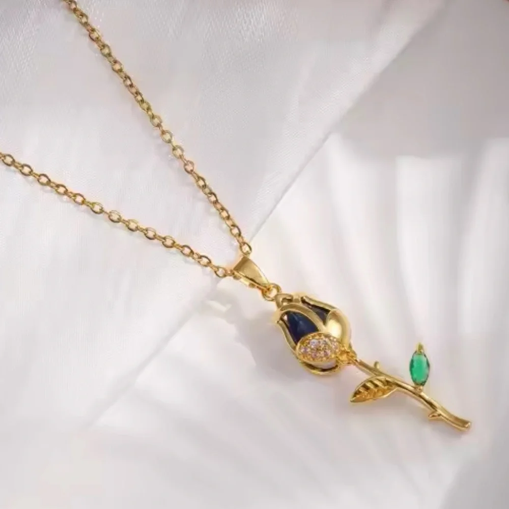Gold Filled Cubic Zirconia Tulip Necklace